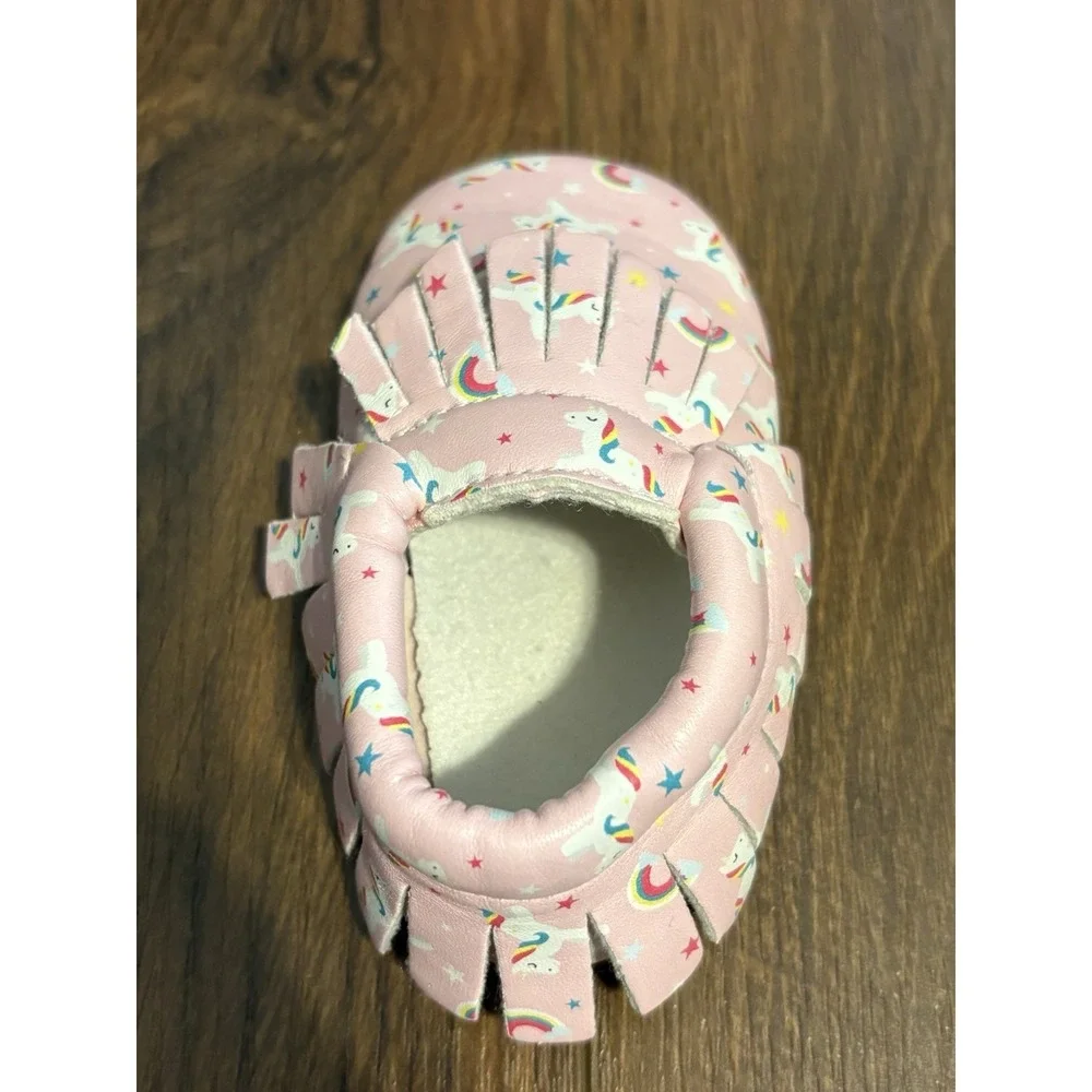 Unicorn Dreams Pink Unicorn Rainbow Moccasin Baby Shoes US 4 12-18 Months